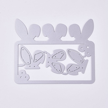 Bunny Carbon Steel Cutting Dies Stencils, for DIY Scrapbooking/Photo Album, Decorative Embossing Paper Card, Rabbit Ears, Matte Platinum Color, 89x111x1mm