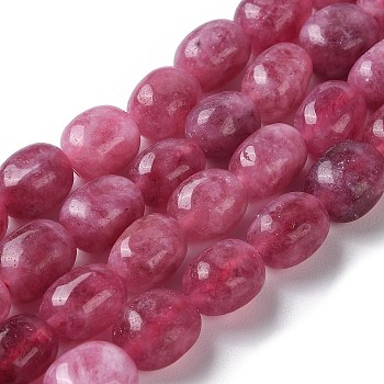 Natural Malaysia Jade Beads Strands, Faceted, Oval, Dyed and Heated, Old Rose, 10.5~13x8.5~10x7~10mm, Hole: 1.2mm, about 31~32pcs/strand, 14.57''~15.16''(37~38.5cm)
