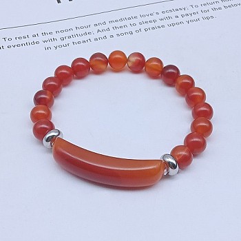 Natural Carnelian Bead Stretch Bracelets for Women Men, Perimeter:7-7/8 inch(20cm)