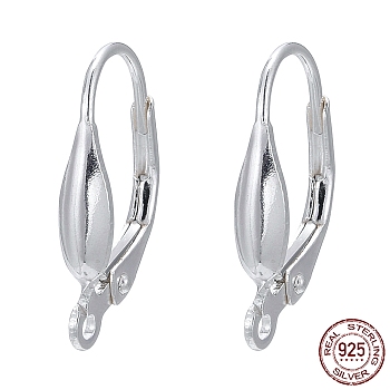925 Sterling Silver Leverback Hoop Earrings Findings, Silver, 17x10x3.5mm, Hole: 1mm, Pin: 1.5mm