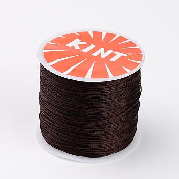 Round Waxed Polyester Cords, Twisted Cord, Coconut Brown, 0.5mm, about 115.92 yards(106m)/roll