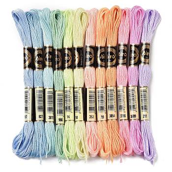 12 Skeins 12 Colors 6-Ply Polyester Embroidery Floss, Cross Stitch Threads, Spring Color Series, Mixed Color, 0.5mm, about 8.75 Yards(8m)/Skein, 12 skeins/set