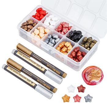 CRASPIRE Sealing Wax Particles, with Metallic Markers Paints Pens, for Wax Seal Stamp, Mixed Color, Sealing Wax Particles: 150pcs