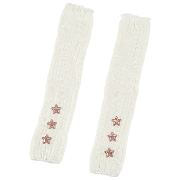 Wool Yarn Knitted Arm Warmers, Cute Thumb Hole Gloves , White, 385x78x5mm