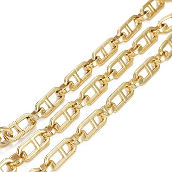 Alloy Link Chains, with Spool, Long-lasting Plated, Lead Free & Cadmium Free, Unwelded, Golden, 24x10.5x3mm, 13.5x12.5x3.5mm, about 32.8 Feet(10m)/roll