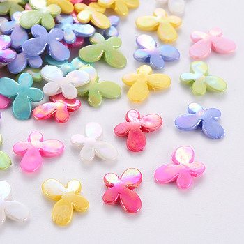 Opaque Acrylic Beads, Dyed, AB Color, Butterfly, Mixed Color, 10.5x14.5x3mm, Hole: 1.6mm, about 2270pcs/500g