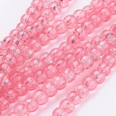 4mm Salmon Round Crackle Glass Beads