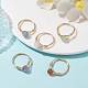 Natural Mixed Gemstone Round Braided Bead Style Finger Rings(RJEW-JR00607)-5