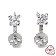 Rhodium Plated 925 Sterling Silver with Cubic Zirconia Stud Earring Findings(STER-G036-07P)-1