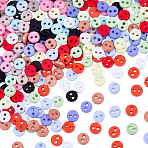 300Pcs 12 Colors Resin Buttons, 2-Hole, Flat Round, Mixed Color, 4.5x1.2mm, Hole: 0.8mm, 25pcs/color(BUTT-GF0004-16)
