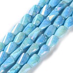 Ombre Effect Dyed Glass Beads Strands, Twisted, Cornflower Blue, 6.5x4.5x3~3.5mm, Hole: 0.8mm, about 56~57pcs/strand, 38.3~39cm(GLAA-I059-01C)