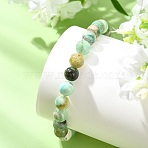 Natural Green Line Jasper Beads Stretch Bracelets for Women Men, Round, Beads: 8.5mm, Inner Diameter: 2.20 inch(5.6cm)(BJEW-JB13833)