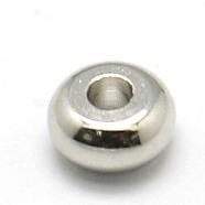Brass Spacer Beads, Rondelle, Platinum, 4x1.8mm, Hole: 1mm(KK-E356-4mm-P)