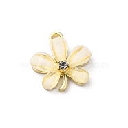 Alloy Pendants, Insect Charms, with Opaque Resin, Real 16K Gold Plated, Flower, 17x16.5x5mm, Hole: 1.6mm(PALLOY-R140-05G)