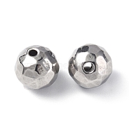 201 Stainless Steel Beads, Round, Stainless Steel Color, 8mm, Hole: 1mm(STAS-G298-03B-P)