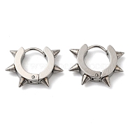 201 Stainless Steel Spike Hoop Earrings with 304 Stainless Steel Pins, Stainless Steel Color, 18x4mm(EJEW-A098-04P)