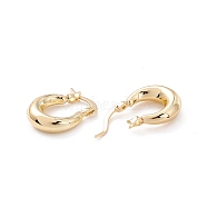 Chunky Huggie Hoop Earrings for Women, Real 18K Gold Plated, 19x15x5mm, Pin: 0.4mm(EJEW-A064-11G-RS)