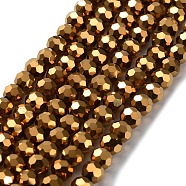 Faceted(32 Facets) Electroplate Glass Bead Strands, Round, Golden Plated, 6x5mm, Hole: 1mm, about 100pcs/strand, 21 inch(X-EGLA-R042-6mm-03)