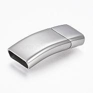 304 Stainless Steel Magnetic Clasps with Glue-in Ends, Rectangle, Stainless Steel Color, 32x14x6mm, Hole: 4x13mm(STAS-F130-29P)