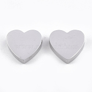 304 Stainless Steel Beads, Heart, Stainless Steel Color, 11x12x3mm, Hole: 1.8mm(X-STAS-T041-08)