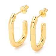 Brass Oval Stud Earrings, Half Hoop Earrings, Lead Free & Cadmium Free, Real 18K Gold Plated, 23x3mm(EJEW-Q770-11G)