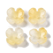 Baking Paint Glass Bead Caps, 4-Petal Flower, Light Khaki, 12x12x4.5mm, Hole: 1.4mm(GLAA-S202-04F)