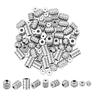 90Pcs 5 Style 304 Stainless Steel Beads, Groove, Stainless Steel Color, 18pcs/style(STAS-UN0024-27)