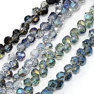 Faceted Electroplate Transparent Glass Teardrop Beads Strands, Mixed Color, 6x6mm, Hole: 1mm, about 100pcs/strand, 14 inch(EGLA-F079-M)