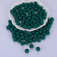 Round Silicone Focal Beads, Chewing Beads For Teethers, DIY Nursing Necklaces Making, Dark Green, 15mm, Hole: 2mm(SI-JX0046A-129)