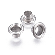 European Style 201 Stainless Steel Eyelet Core, Grommet for Large Hole Beads, Flat Round, Stainless Steel Color, 8x4.5mm, Hole: 4mm(X-STAS-L226-001P)