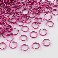 Aluminum Wire Open Jump Rings, Medium Violet Red, 20 Gauge, 6x0.8mm, Inner Diameter: 5mm, about 43000pcs/1000g(ALUM-R005-0.8x6-05)