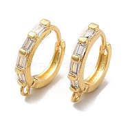 Rack Plating Brass Micro Pave Cubic Zirconia Hoop Earring Finding, Long-Lasting Plated, Cadmium Free & Lead Free, Round, Real 18K Gold Plated, 16x15x1~3mm, Hole: 1mm, Pin: 1mm(ZIRC-C002-04G)
