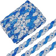 8-Shaped Polyester Ribbons, with Sequins, Blue, 1-5/8 inch(40mm), about 14.76 Yards(13.5m)/Bundle(OCOR-WH0074-57C)