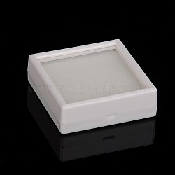 Plastic Packing Boxes with Velvet and Sponge inside, Square, Old Lace, 60x60x20mm(OBOX-N001-01B)