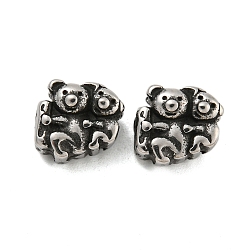Animal 304 Stainless Steel Beads, Antique Silver, Koala, 10.5x11.5x7mm, Hole: 1.8mm(STAS-E214-11AS-04)