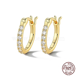 925 Sterling Silver Hoop Earring for Women, Real 18K Gold Plated, Clear, 12mm(VR9878-6)