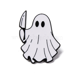 Halloween Ghost with Knife Zinc Alloy Enamel Pin Brooches, WhiteSmoke, 33x26mm(JEWB-Q044-02A)