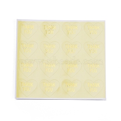 Thank You Stickers, Thanksgiving  Sealing Stickers, Label Paster Picture Stickers, for Gift Packaging, Heart with Word Thank You, Champagne Yellow, 28x32mm(DIY-I018-20A)