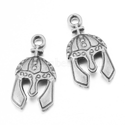 Tibetan Style Alloy Flat Pendants, Gladiator Helmet Charms, Cadmium Free & Lead Free, Antique Silver, 24.5x13x3mm, Hole: 2.5mm, about 860pcs/1000g(TIBEP-Q062-11AS-RS)