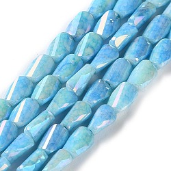 Ombre Effect Dyed Glass Beads Strands, Twisted, Cornflower Blue, 6.5x4.5x3~3.5mm, Hole: 0.8mm, about 56~57pcs/strand, 38.3~39cm(GLAA-I059-01C)