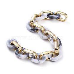 Handmade CCB Plastic Cable Chains, with Acrylic Linking Rings, Golden, WhiteSmoke, Links: 19x12x4.8mm and 19x14.5x4.5mm, 39.37 inch(1m)/strand(AJEW-JB00645-01)