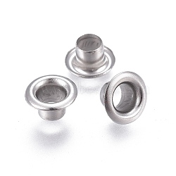 European Style 304 Stainless Steel Eyelet Core, Grommet for Large Hole Beads, Flat Round, Stainless Steel Color, 8x4.5mm, Hole: 4mm(X-STAS-L226-001P)