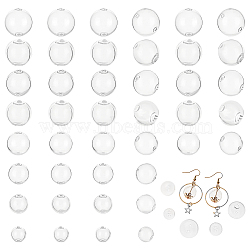 Elite 48Pcs 8 Style Handmade Blown Glass Globe Beads, Round, for DIY Wish Bottle Pendants Glass Beads, Clear, 8~25mm, Hole: 2mm, 6pcs/style(FIND-PH0004-61)