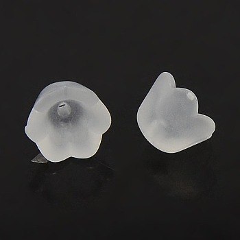 Chunky Clear Transparent Frosted Tulip Flower Acrylic Bead Caps, Lily of the Valley, 10mm wide, 6mm thick, hole:1.5mm