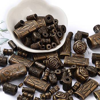 CCB Plastic Beads, Mixed Shapes, Antique Bronze, 6~31x7~18mm, Hole: 2mm