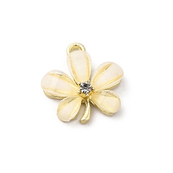 Alloy Pendants, Insect Charms, with Opaque Resin, Real 16K Gold Plated, Flower, 17x16.5x5mm, Hole: 1.6mm