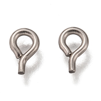 304 Stainless Steel Eye Pin Peg Bails, For Half Drilled Beads, Stainless Steel Color, 6x1mm, Hole: 2mm