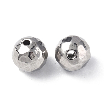 201 Stainless Steel Beads, Round, Stainless Steel Color, 8mm, Hole: 1mm