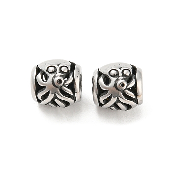 316 Surgical Stainless Steel  Beads, Octopus, Antique Silver, 10x9.5mm, Hole: 4mm