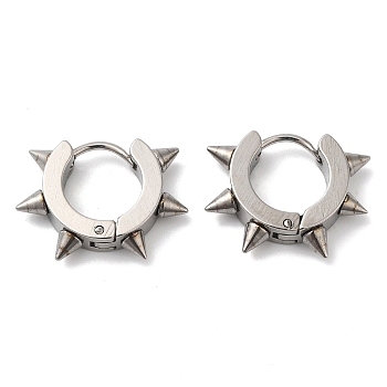 201 Stainless Steel Spike Hoop Earrings with 304 Stainless Steel Pins, Stainless Steel Color, 18x4mm